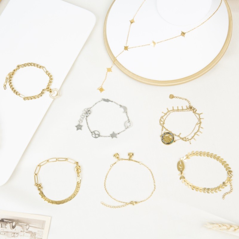 14K Gold Plated Knot Charm Wristband Adjustable Chain Bracelet For Girl