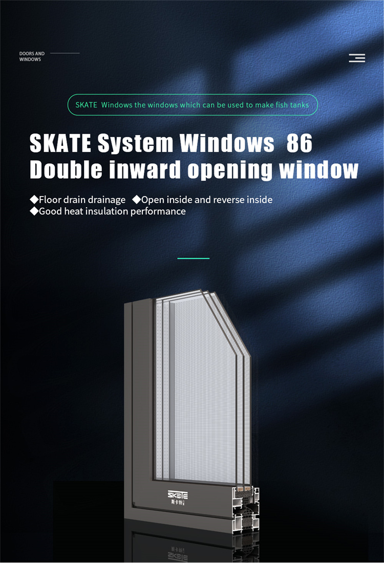 Bedroom One-piece Seamless Welding Aluminum Casement Windows with Stainless Steel Mesh