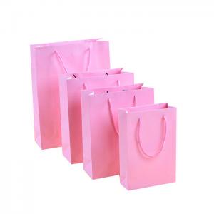 China Personal logo printing ladies underwear Pink color paper shopping bag on sale