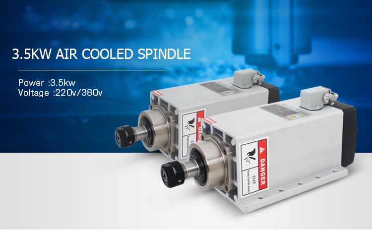 Lightweight 3.5kw Square Air Cooled CNC Spindle Motor for Wood Cutting Machine Weight KG 8