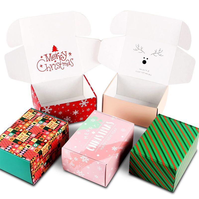 Custom Retail Logo Color Paper Mailing Product Gift Box Printed Corrugated Folding Shipping Kraft Mailer Packaging Cardboard Boxes for Christmas Xmas