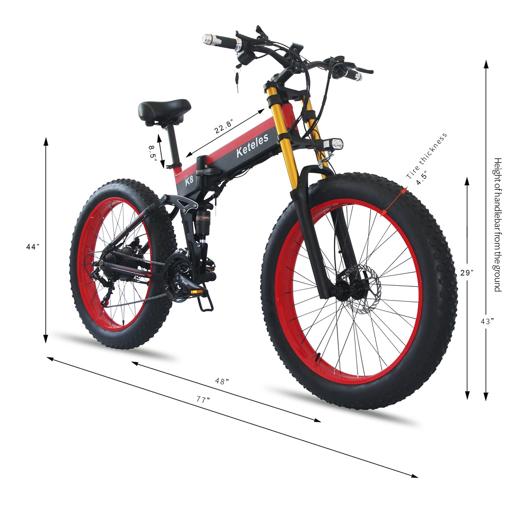 High Quality 26x4.0 inch Fat Tire Folding E-Bike 1000W Motor 13AH Lithium Battery 21-Speed Electric Bike Drop Shipping Available