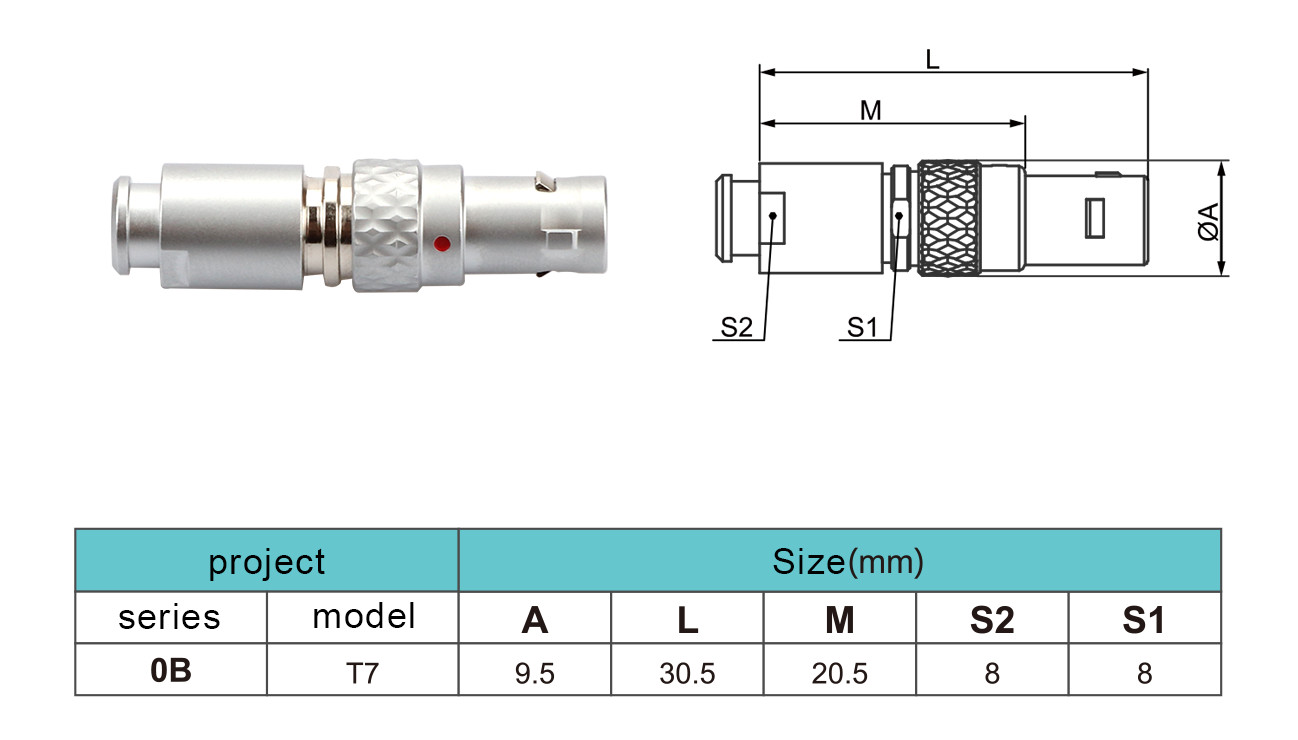 Industrial Control Connectors B Series T7 Straight Plug Short Push-pull Self-locking