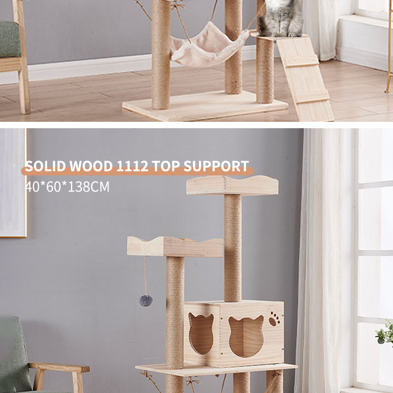 Advantageous Multifunctional Wooden Cat Climbing Tree with Customizable Design and Scratching Post Tower Platform