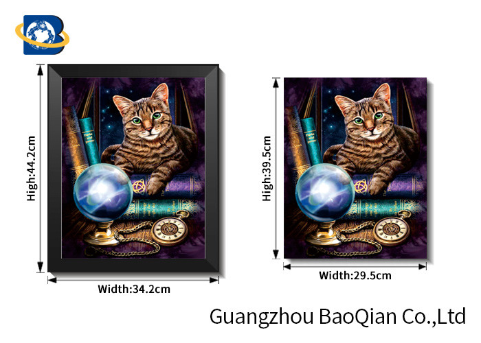 3d Effect Lenticular Image / Poster With White Mdp Frame , Free Sample Cat Animal Picture