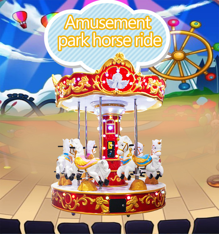 Arcade Amusement Park Kiddie Rides 6 Seats Carousel Horses