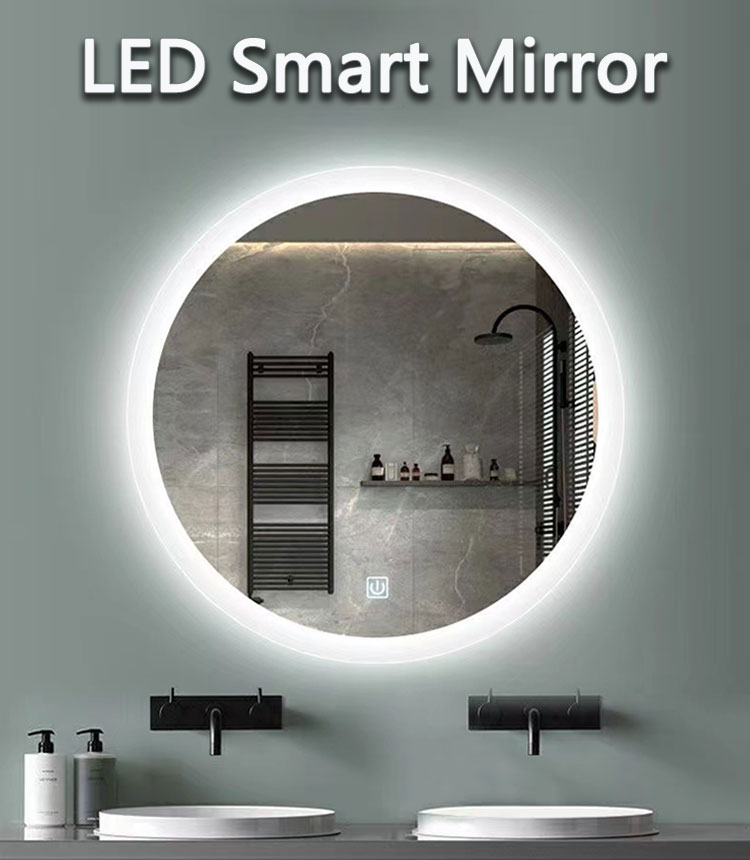Touch Screen LED Bathroom Mirror with Large Sensor Switch and Modern Design Style