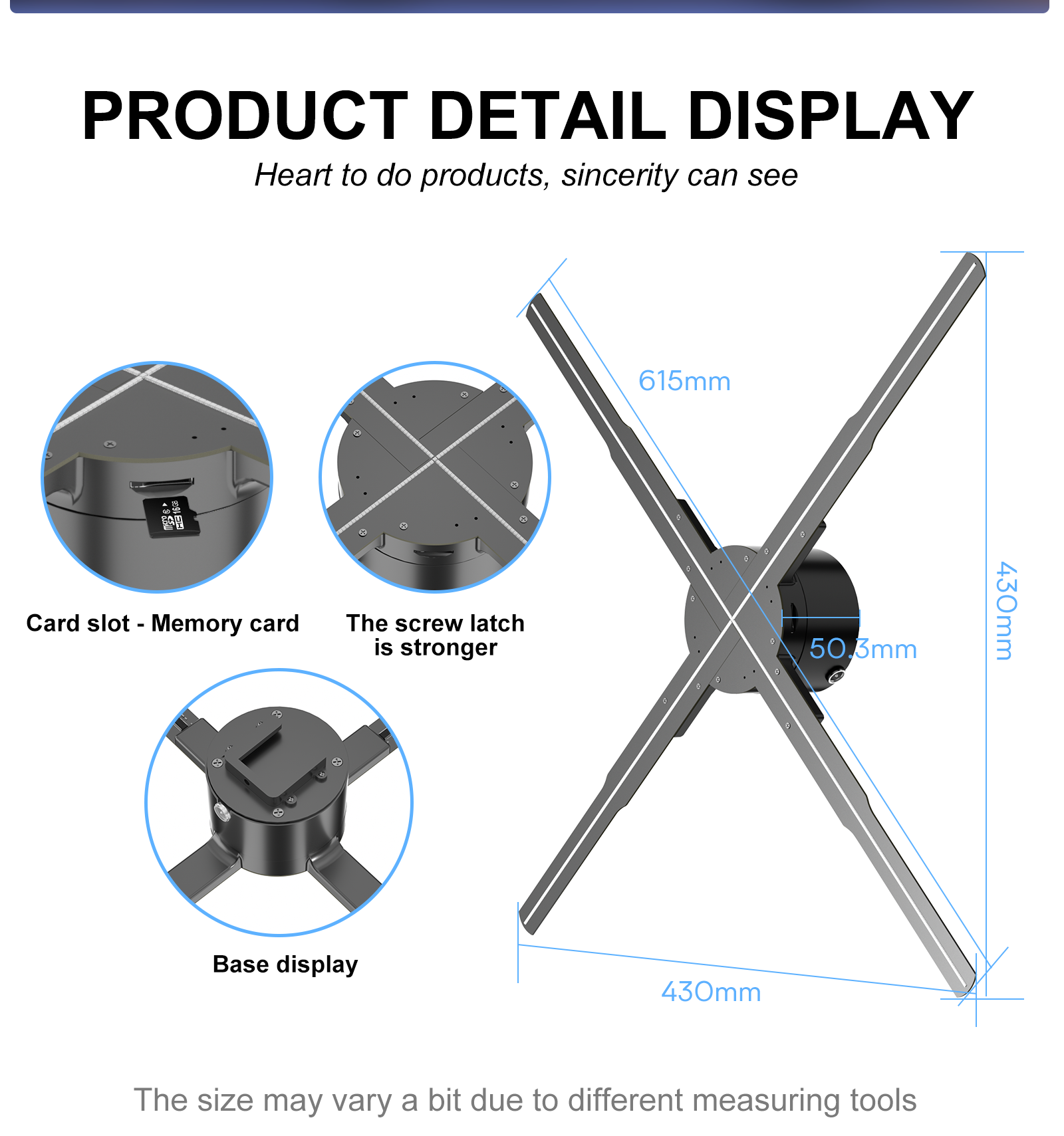 65cm LED Fan 3D Hologram Display Controlled by Wifi App for Hospital Product Promotion