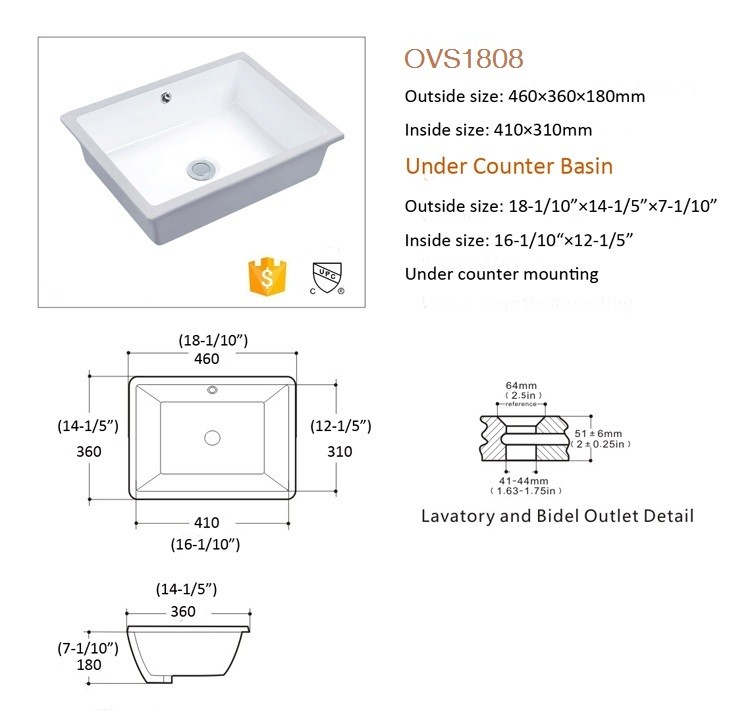 Small Undermount Bathroom Sink Rectangle Seamless 545x380x180mm