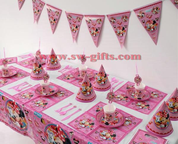 Minnie Mouse Kids Birthday Party Decoration Set Party Supplies cup plate banner