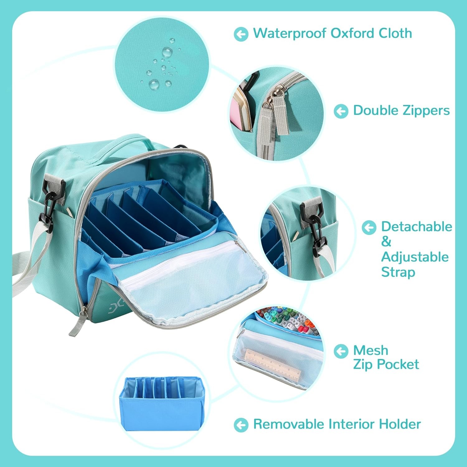 Storage Tote Bag for Marker Pens Brush Pen Coloring Pencils Books Art and Crafts Supplies Tools Cosmetics, Up to 130 Pen