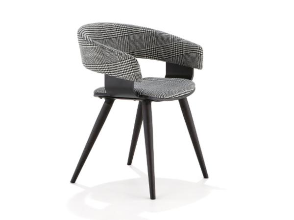 Mollie 4 Leg Timber Fiberglass Arm Chair Upholstered Seat And Back Two Tone