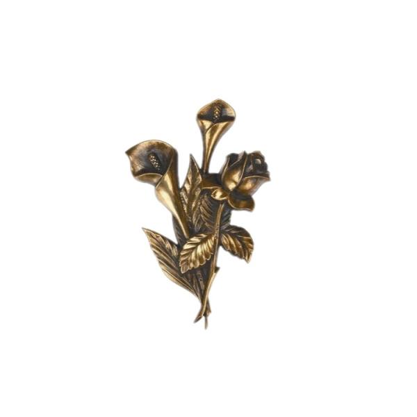 Quality Brass Material Tombstone Decorations TD023 Calla Lily Design OEM / ODM Available for sale
