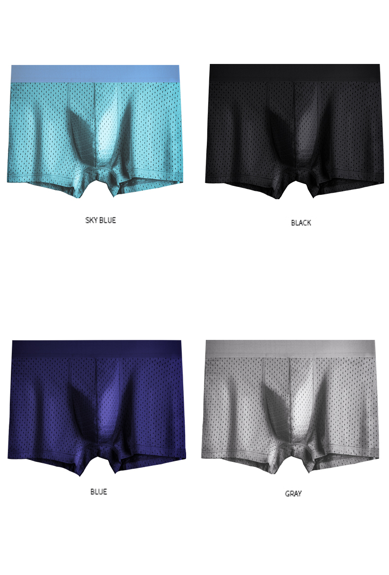 Anti-Bacterial Plus Size Boxer Shorts Ice Silk Men'S Polyester Spandex Boxer Briefs