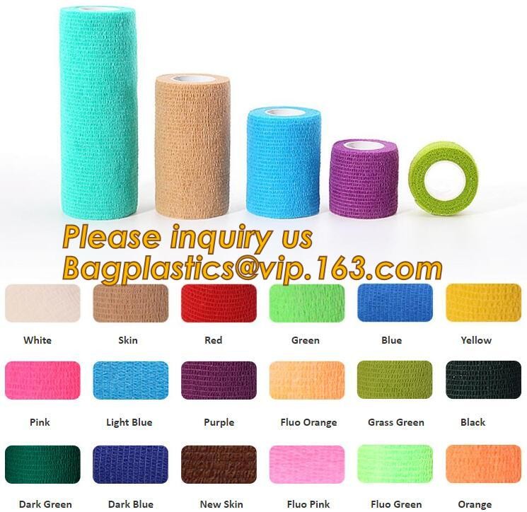 Cohesive Flexible Bandage Cotton Cohesive Bandage sports tape Mixed Color Self Adhesive elastic bandage bagplastics pac