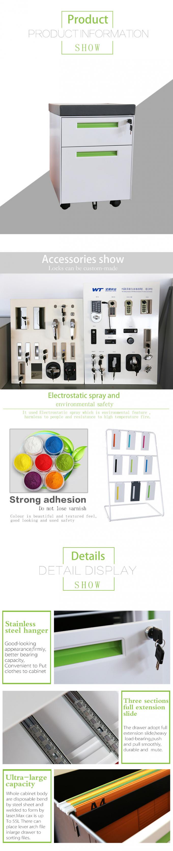 A4/F4 Steel Mobile Pedestal File Cabinet ,  Office Storage Cabinet With Cushion 0
