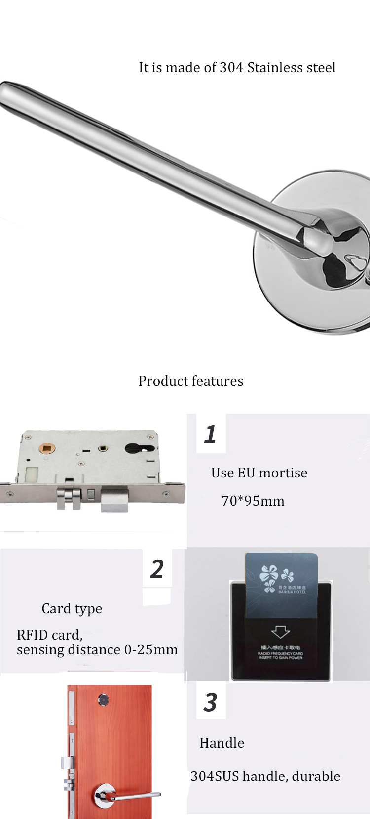 Safe Electronic Smart Hotel Lock / Hotel Room Security Door Locks
