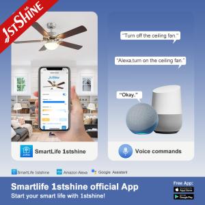 Modern Design Smart Home Remote Control LED Ceiling Fan Light with 2- Coverage
