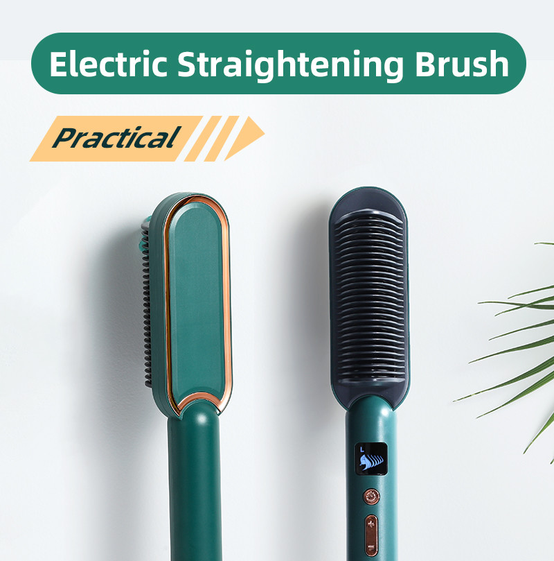 35W Ceramic Hair Straightener Comb , 200 Degree Electric Hair Straightener Brush