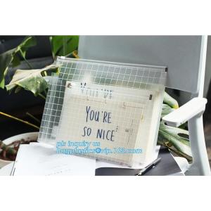 PE & PP double slider wholesale pe plastic file pouch with zipper, PP Plastic