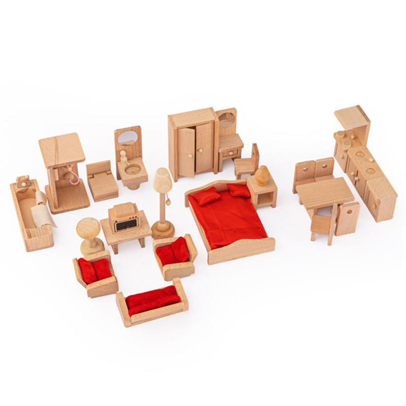 Wooden Dollhouse Dining Room Table Furniture For Kid Gift Education