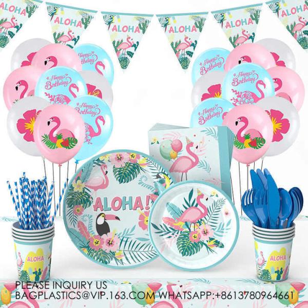 New Pink Flamingos Birthday Party Tableware Set Disposable Party Paper Plate