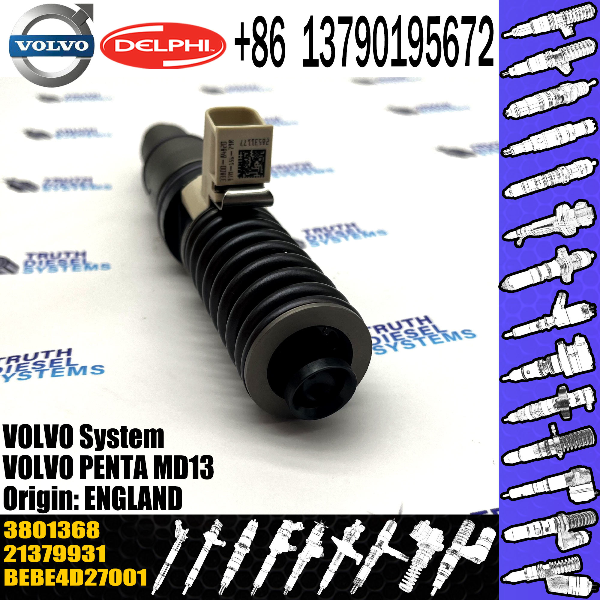 New Diesel Fuel Injector 3801368 BEBE4D30001 3801368 TAD1340VE 21379931 For VOL Pen-ta MD13 BEBE4D27001 3803655