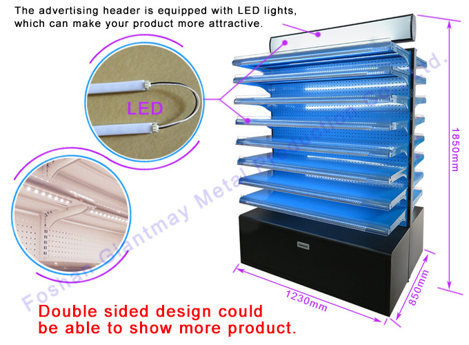 Double Sides LED Light Metal Rack Pegboard Display Stand
