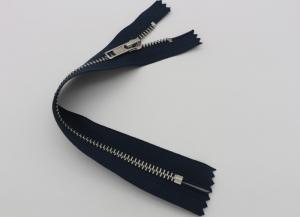 High Polished Thin Closed Ended Metal Zips , Silver Teeth Purse Ykk Handbag Zippers