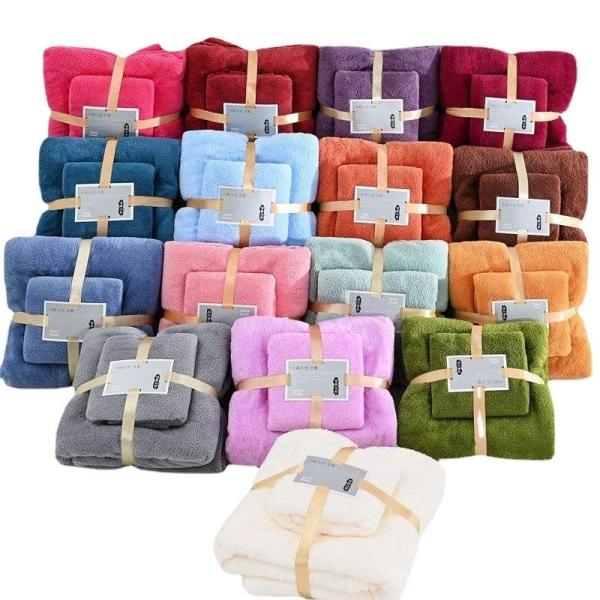 QUICK-DRY 400-600gsm Super Absorbent Microfiber Coral Fleece Bath Towel Sets for