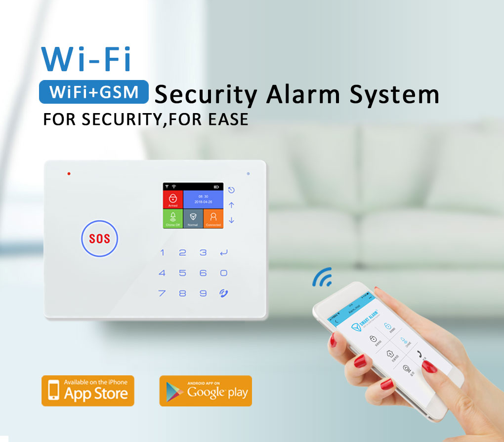 5V2A Touch Screen House Alarm 120dB Security Alarm System Wireless Gsm Alarm
