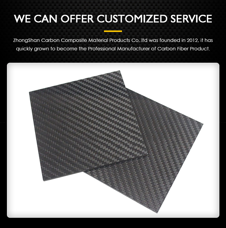 12K Pattern Thermoplastic Carbon Fibre Sheet Plate for Arch Support in Black Color