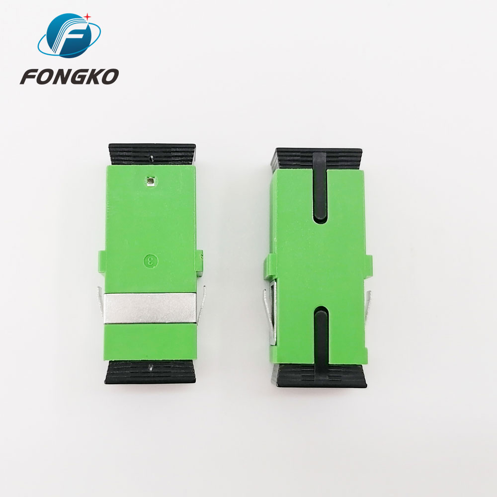 Custom Green Simplex Fiber Optic Adapter Singlemode Sc Apc To Sc Apc