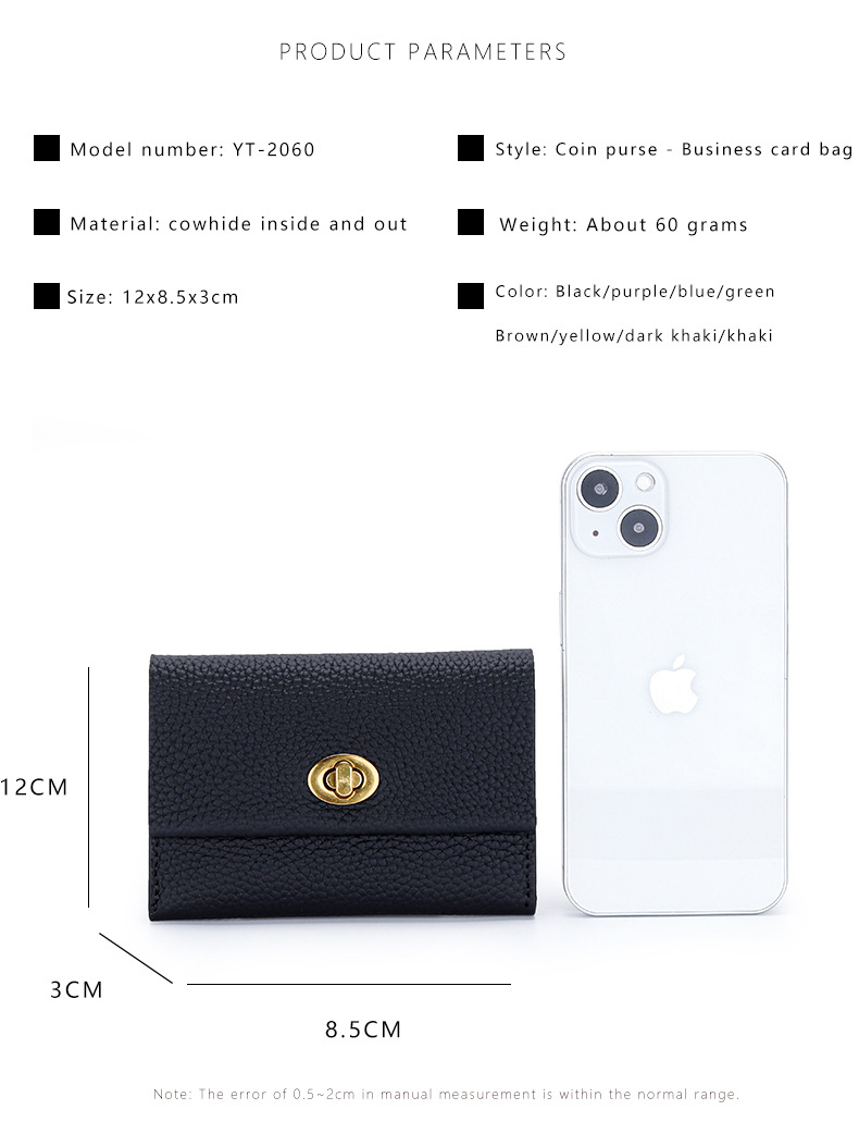 GENUINE LEATHER Small Card Short Layer Cowhide Business Card Multifunctional Niche Coin Purse