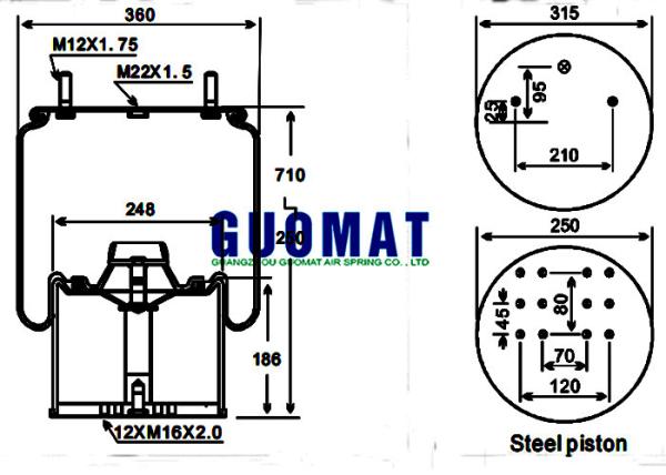 Goodyear Suspension Air Spring Truck Rubber Bellows Air Bags Cylindrical