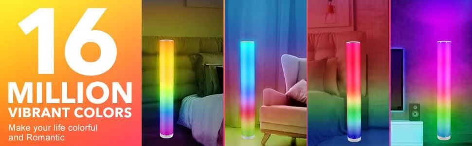 Polypropylene 20W RGB Corner Floor Lamp Smart Phone App Control 16 Million Colors