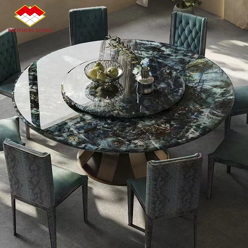 Big Slab Luxury Emerald Blue Onyx Marble from Brazil for Transparent Dinner Table Top