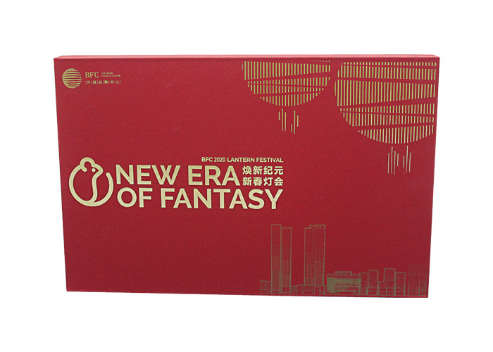 Cardboard Lift Off Lid Box Red Gold / Silver Hot Stamping Surface