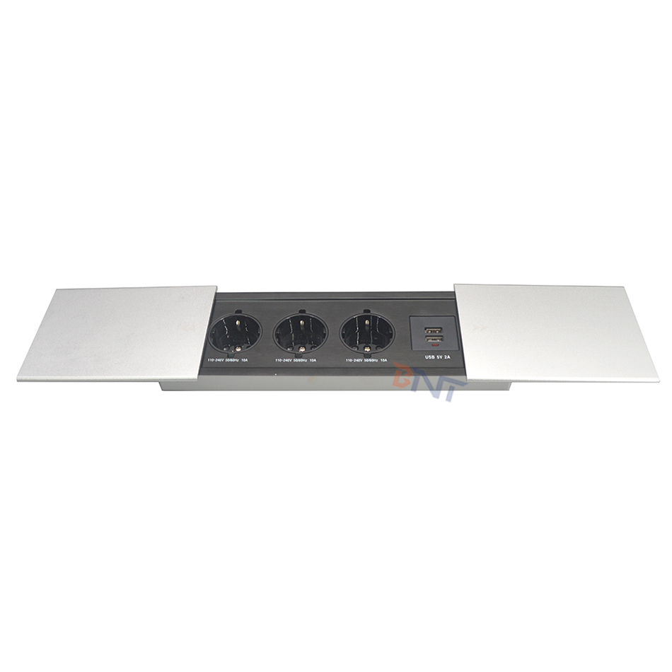 2021 new integrative double slip lid desktop embedded socket with usb