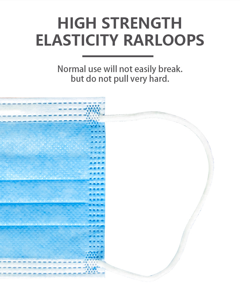 Blue BFE Disposable Medical Face Masks Non Woven Fabric 50pcs Earloop Mask