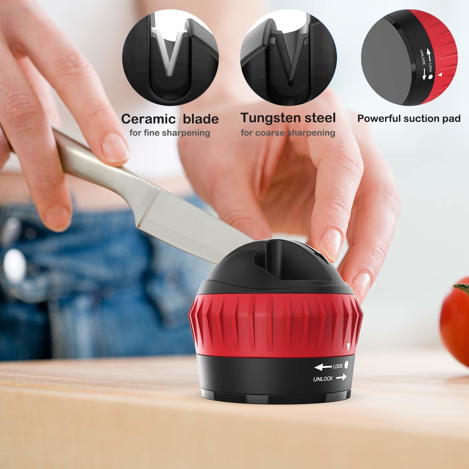 Mini Two Stage Kitchen Knife Sharpener With Suction Pad