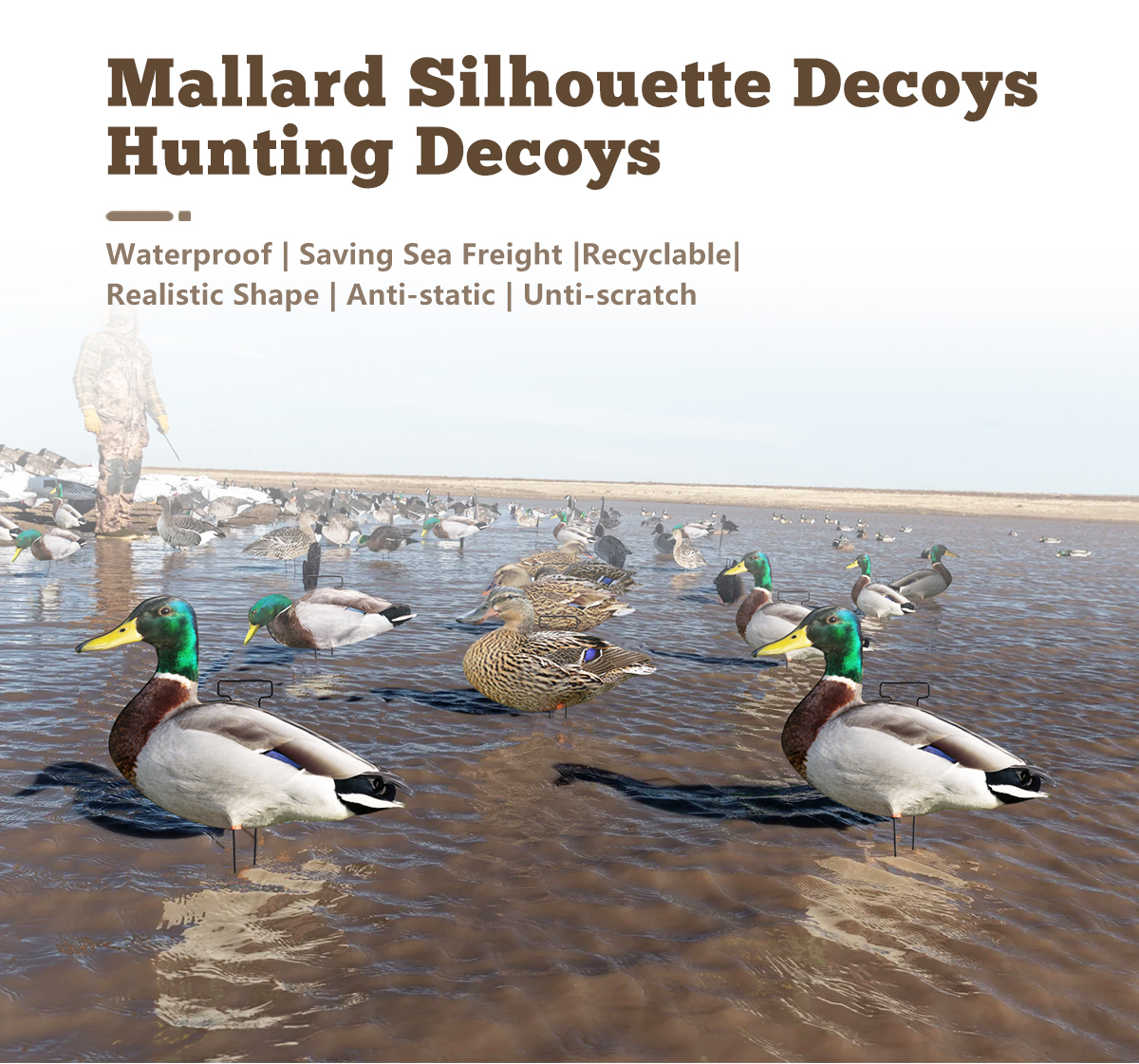 Silhouette Mallard Drake Hen Hunting Decoy 43x26CM 45x22CM 48x18CM Light Weight