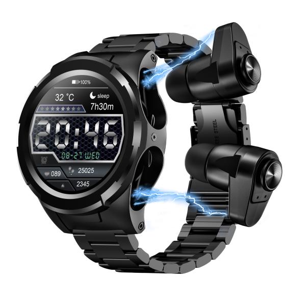 Bluetooth 5.0 TWS Fitness Watch With Battery And 4 Hours Music Time For