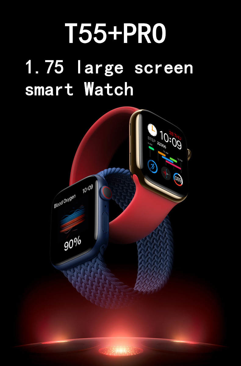 HD IPS 240x240 T55 Fitness Tracker Smartwatch Pro For Full Touch Screen BT Call