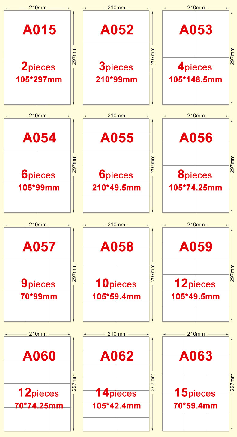 A4 80gsm Self Adhesive Label Sticker Paper For Printers Customized