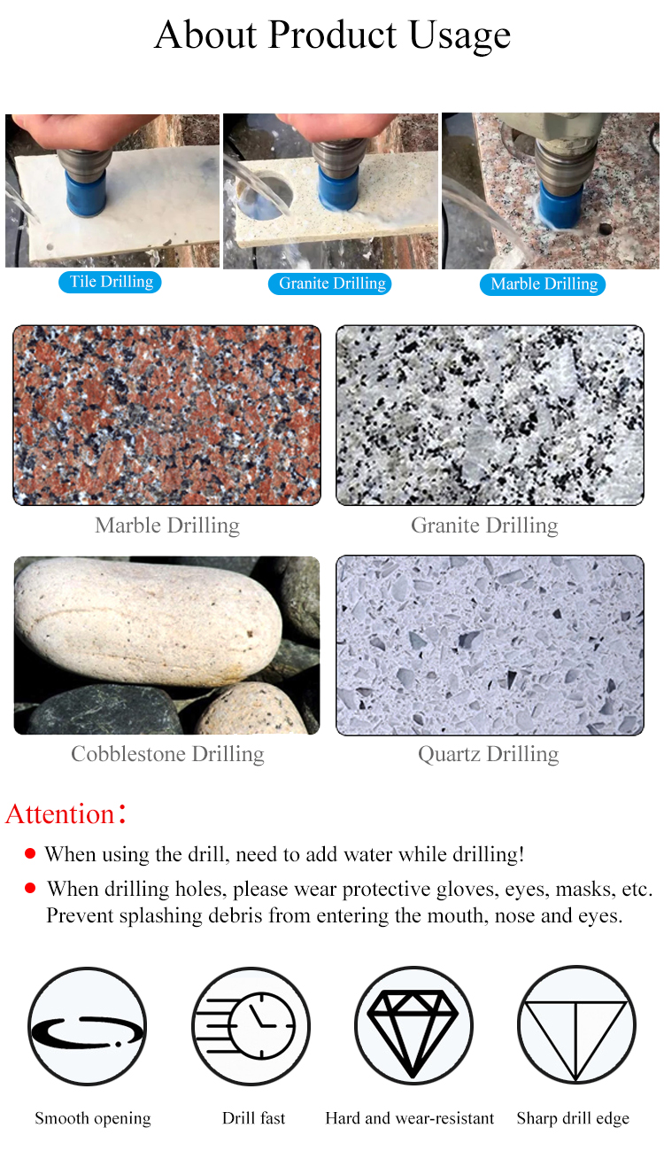 GB Vacuum Brazed Tile Core Drill Bit , Dry Core Bit M14-1/2 Gas Thread