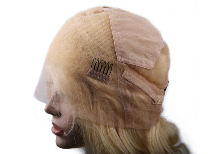 Blonde Human Hair Full Lace Wigs , Color 613# 18 inch Hair Extensions