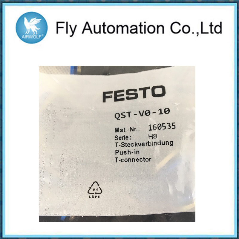 Black Festo T Connector Plastic Weld Spatter Resistant Pneumatic Fittings QST-V0-10 160535 Series