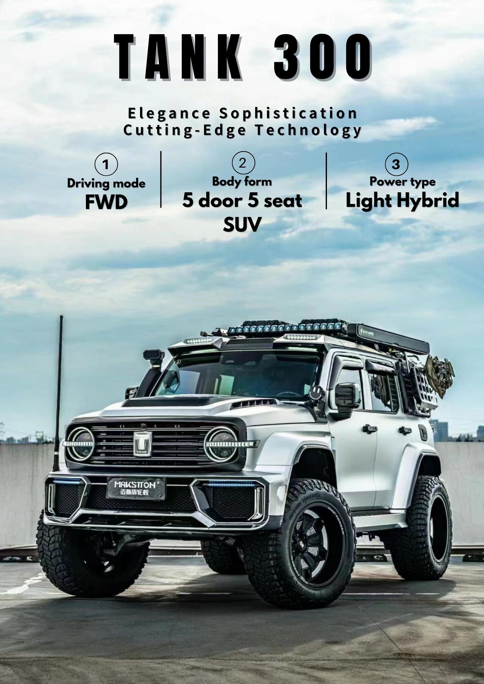 8 Speed 227Hp Engine Retrofit Great Wall Tank 300 500 Jeep Car for 5-Door 5-Seater SUV