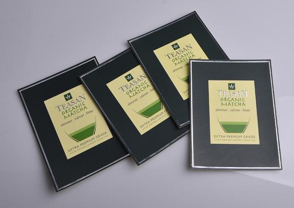 Personalized full color printing adhesive paper silver stamping green tea